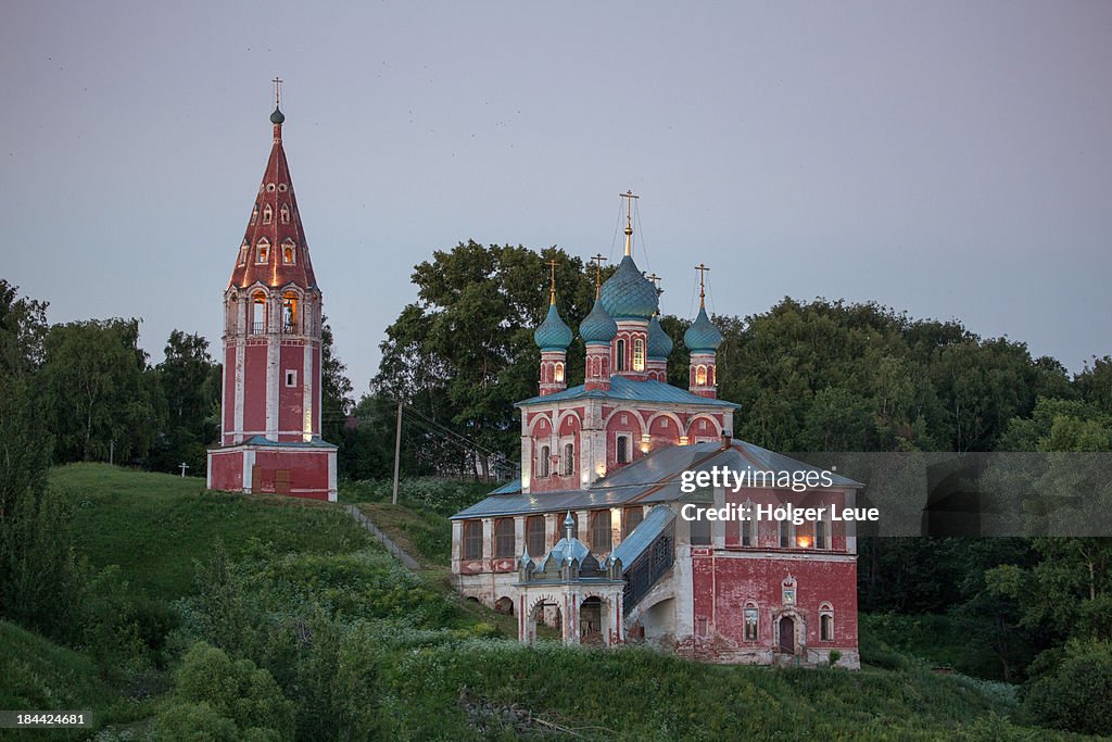 Kazan Church of the Transfiguration at dusk