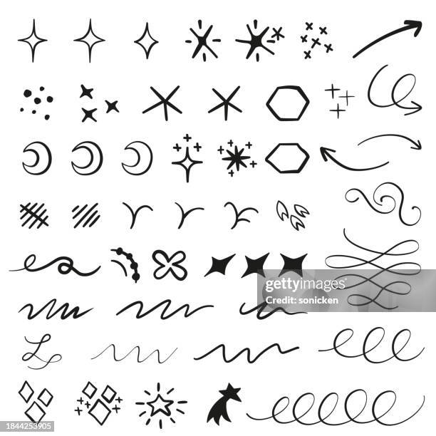 hand drawn graphic elements - bling letters stock illustrations