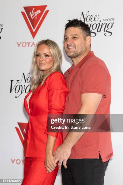 Alex and Brendan Fevola attends the launch of Virgin Voyages' Resilient Lady on December 10, 2023 in Melbourne, Australia.