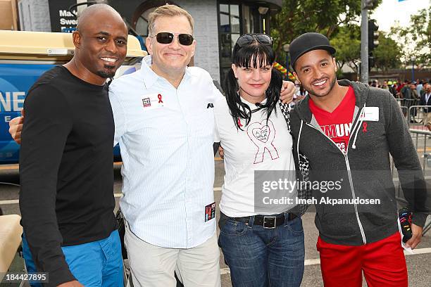 Actors Wayne Brady, Drew Carey, Pauley Perrette, and Jai Rodriguez attend the 29th Annual AIDS Walk LA on October 13, 2013 in West Hollywood,...
