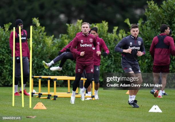 West Ham United's Jarrod Bowen during a training session at Rush Green, London. Picture date: Wednesday December 13, 2023.