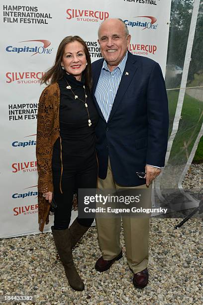 Judith Nathan and Rudy Giuliani attend the 21st Annual Hamptons International Film Festival on October 12, 2013 in East Hampton, New York.