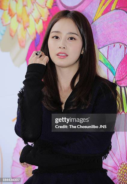 Kim Tae-Hee attends the 'OHUI Beautiful Face Campaign Bazaar' at Mug for Rabbit on October 13, 2013 in Seoul, South Korea.