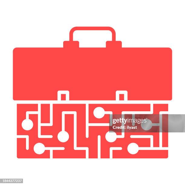integrated portfolio case icon - electronic document management stock illustrations