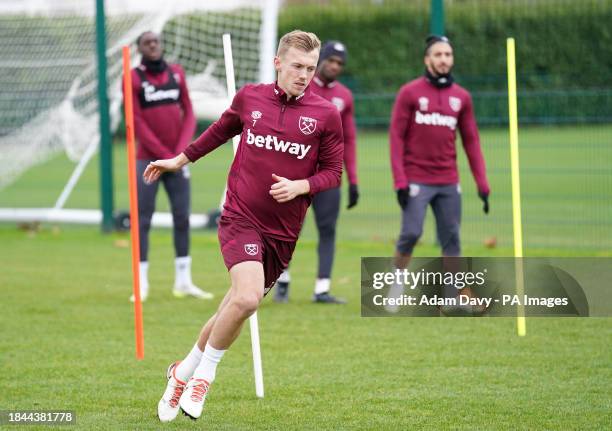 West Ham United's James Ward-Prowse during a training session at Rush Green, London. Picture date: Wednesday December 13, 2023.