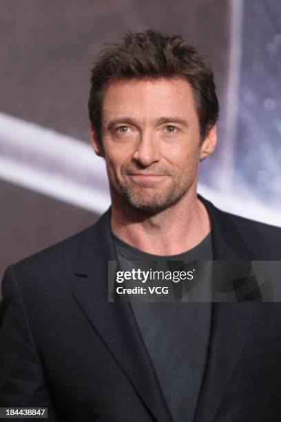 Australian actor Hugh Jackman attends "X-Men Origins: Wolverine 2" Press Conference on October 14, 2013 in Beiing, China.