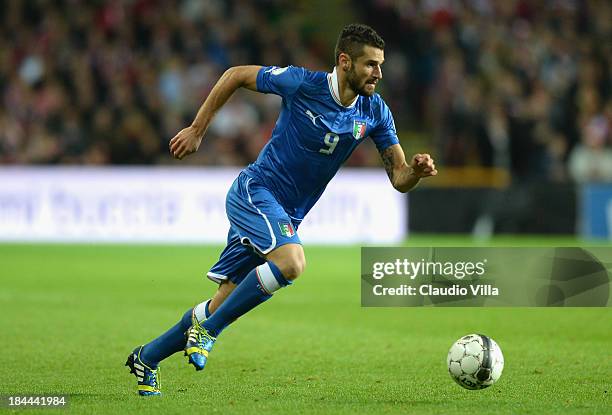 Antonio Candreva of Italy in action during the FIFA 2014 world cup qualifier between Denmark and Italy on October 11, 2013 in Copenhagen, Denmark.