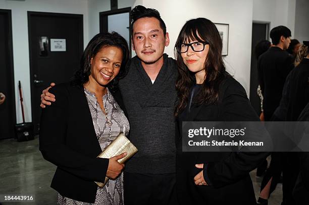 Tiny Perry, Glenn Kaino and Amanda Ross-Ho attend The Mistake Room's Benefit Auction on October 13, 2013 in Los Angeles, California.