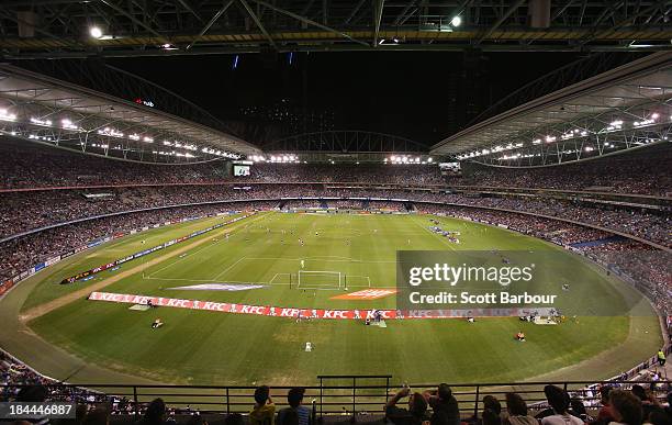 General view during the round one A-League match between the Melbourne Victory and the Melbourne Heart at Etihad Stadium on October 12, 2013 in...