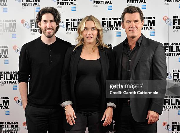 Director Jason Reitman, actors Kate Winslet and Josh Brolin attend the photocall for "Labor Day" during the 57th BFI London Film Festival at The...
