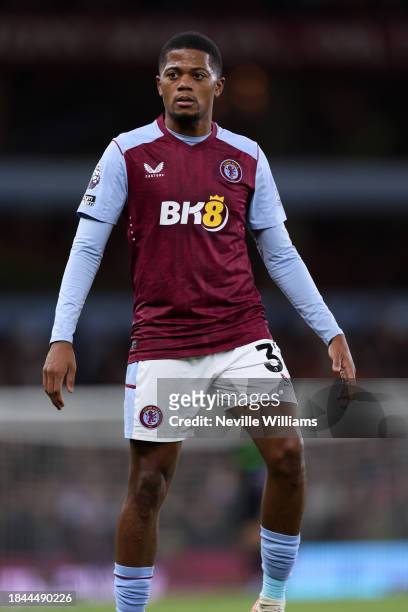 Leon Bailey of Aston Villa in action during the Premier League match between Aston Villa and Arsenal FC at Villa Park on December 09, 2023 in...