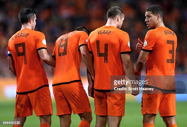 Jeffrey Bruma of Holland during the FIFA 2014 World Cup Qualifing match between Holland and Hungary at Amsterdam Arena on October 11, 2013 in...