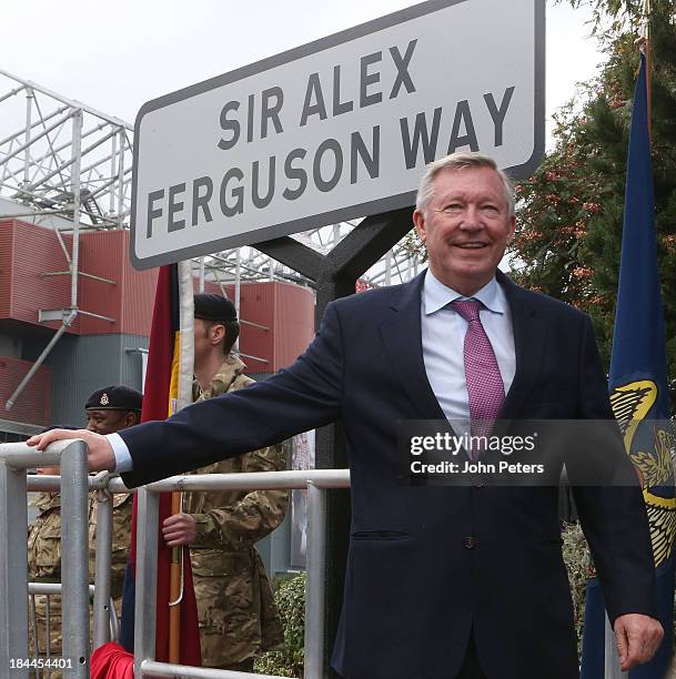 Sir Alex Ferguson, former manager of Manchester United FC, receives the honorary Freedom of the Borough of Trafford at a ceremony on October 14, 2012...