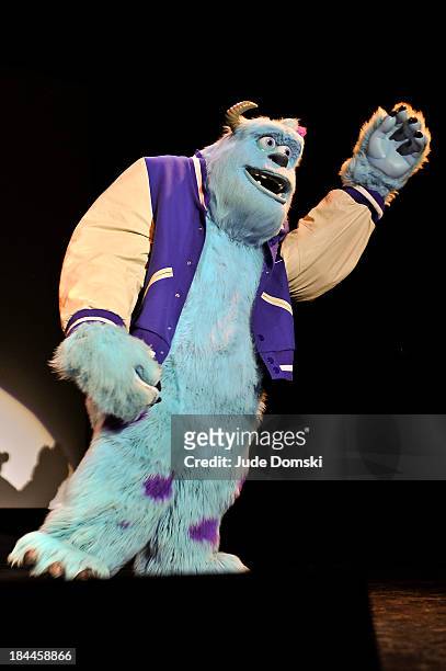 Sully, the character created by Pixar for the animated films "Monsters, Inc." and "Monsters University" on stage at Hopkins Center Spaulding...