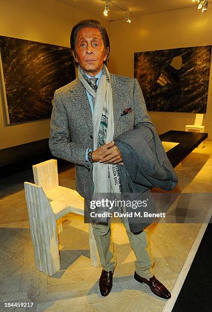 Designer Valentino attends the Moet Hennessy London Prize Jury Visit during the PAD London Art + Design Fair at Berkeley Square Gardens on October...