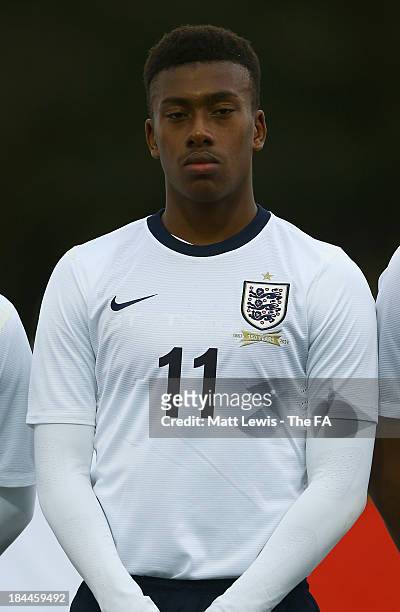 Alex Iwobi of England looks on aheasd of an International Friendly match between England U18 and Hungary U18 at St Georges Park on October 14, 2013...