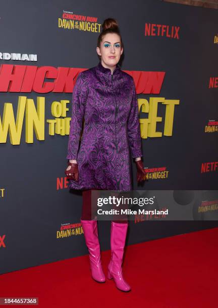 Maddy Lucy Dann attends the "Chicken Run: Dawn Of The Nugget" Special Screening at Picturehouse Central on December 10, 2023 in London, England.