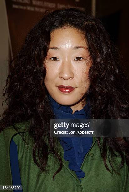 Sandra Oh during Los Angeles Premiere of HBO Films' "Angels In America" at Mann's Village Theatre in Westwood, California, United States.