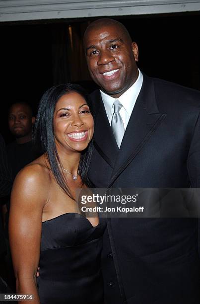 Earvin "Magic" Johnson with wife Cookie at the Official Tip-Off to NBA All-Star 2004 Entertainment, American Express Celebrates the Rewarding Life of...