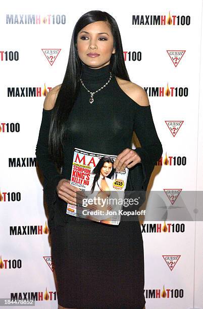 Kelly Hu during Maxim Hot 100 Party - Arrivals at Yamashiro in Hollywood, California, United States.