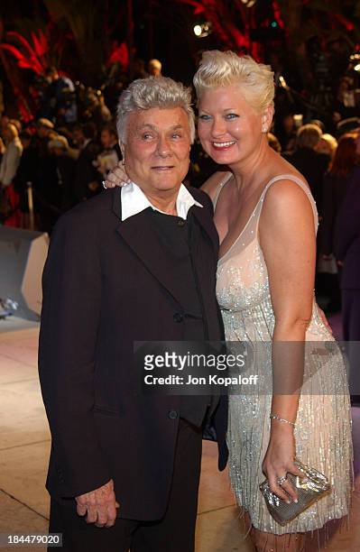 Tony Curtis and wife Jill Vandenberg during 2004 Vanity Fair Oscar Party at Mortons in Beverly Hills, California, United States.