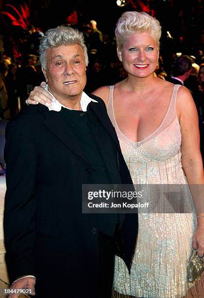 Tony Curtis and wife Jill Vandenberg during 2004 Vanity Fair Oscar Party at Mortons in Beverly Hills, California, United States.