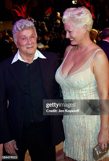 Tony Curtis and wife Jill Vandenberg during 2004 Vanity Fair Oscar Party at Mortons in Beverly Hills, California, United States.