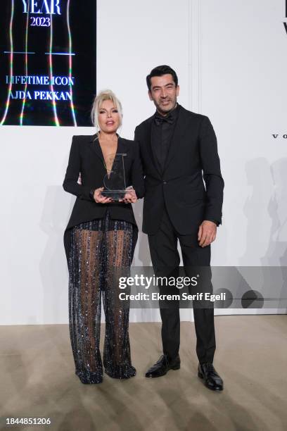 Ajda Pekkan receives lifetime icon award at the Harper's Bazaar Women Of The Year Awards 2023 on December 09, 2023 in Istanbul, Turkey.