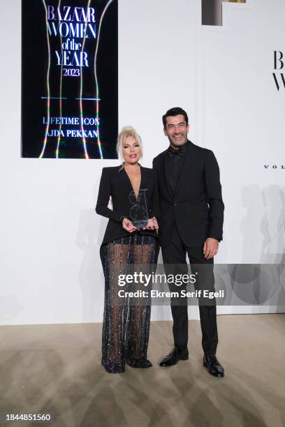 Ajda Pekkan receives lifetime icon award at the Harper's Bazaar Women Of The Year Awards 2023 on December 09, 2023 in Istanbul, Turkey.