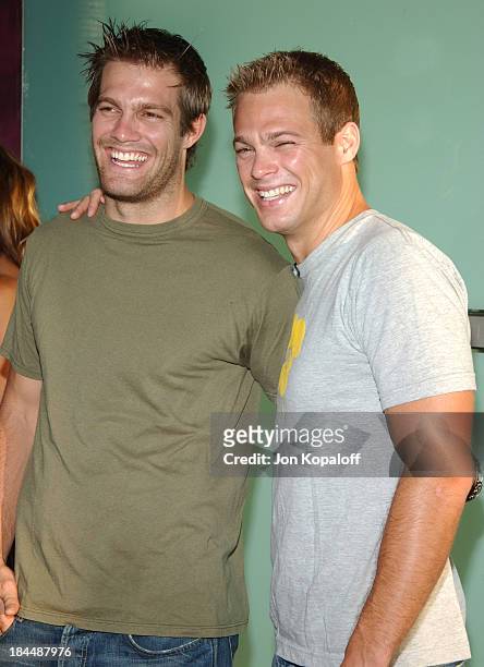 Geoff Stults and brother George Stults during "Catwoman" Los Angeles Premiere - Arrivals at ArcLight Cinerama Dome in Hollywood, California, United...