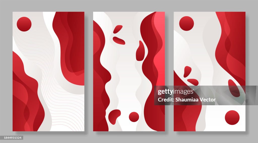 Abstract Red Layers Wavy Shape On White Background High-Res Vector ...
