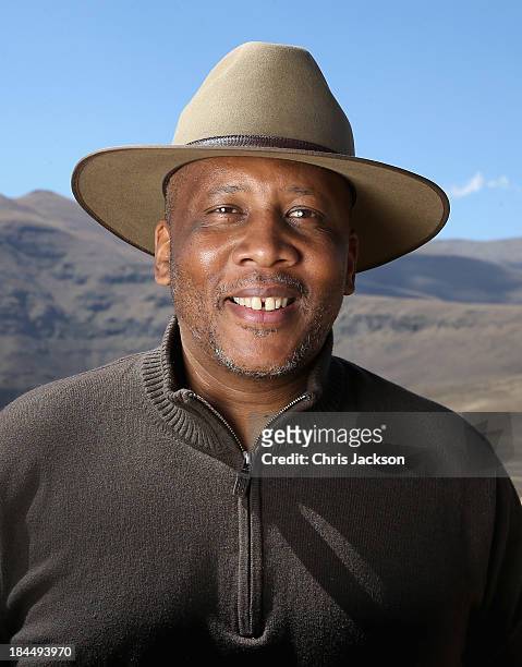 His Majesty King Letsie III of Lesotho poses for a portrait at the opening ceremony of the new Sentebale Mateanong Herd Boy School during a visit to...