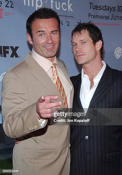 Julian McMahon and Dylan Walsh during "Nip/Tuck" Season 2 Premiere - Arrivals at Paramount Pictures Theatre in Los Angeles, California, United States.