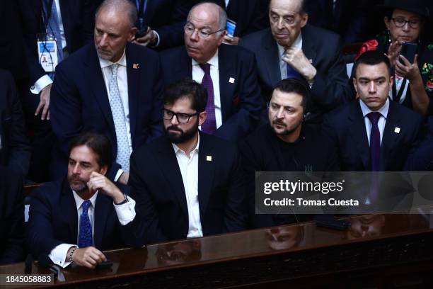 President of Uruguay Luis Lacalle Pou, President of Chile Gabriel Boric, President of Ukraine Volodymyr Zelensky and President of Ecuador Daniel...