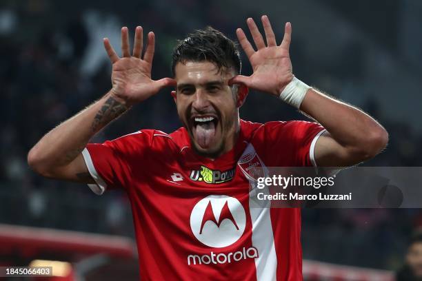 Dany Mota of AC Monza celebrates after scoring the opening goal during the Serie A TIM match between AC Monza and Genoa CFC at U-Power Stadium on...