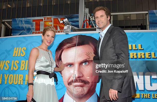 Christina Applegate and Will Ferrell during "Anchorman: The Legend of Ron Burgundy" Los Angeles Premiere - Red Carpet at Grauman's Chinese Theatre in...