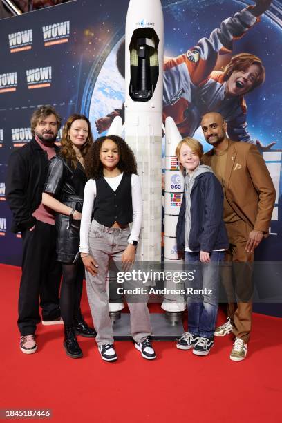 Daniel Christensen, Lavinia Wilson, Ava-Elizabeth Awe, Felix Nölle and Murali Perumal attend the "Wow! Nachricht aus dem All" Premiere at Cinedom on...