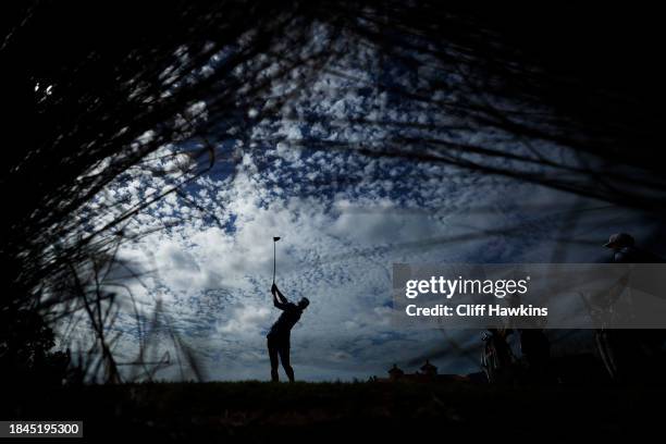 Mel Reid of England plays her shot from the ninth tee during the final round of the Grant Thornton Invitational at Tiburon Golf Club on December 10,...