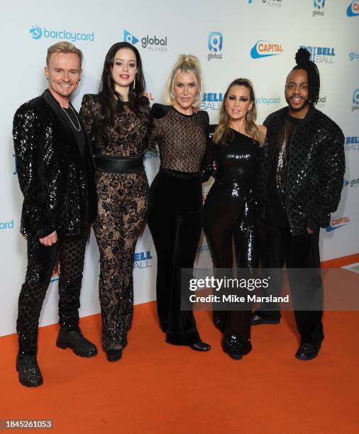 Jon Lee, Tina Barrett, Jo O'Meara, Rachel Stevens and Bradley McIntosh of S Club attend the Capital's Jingle Bell Ball 2023 at The O2 Arena on...