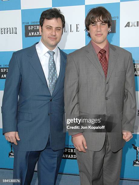 Jimmy Kimmel and Kevin Kimmel during 2007 Film Independent's Spirit Awards - Arrivals at Santa Monica Pier in Santa Monica, California, United States.