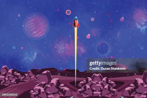 explorer in outer space - copy space stock illustrations