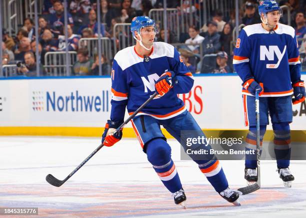 Robert Bortuzzo of the New York Islanders skates against the Los Angeles Kings at UBS Arena on December 09, 2023 in Elmont, New York.