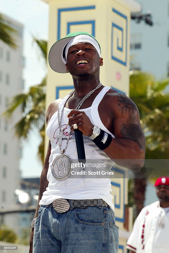 Mtv Rapper Trainers Rapper 50 Cent performs during a taping for