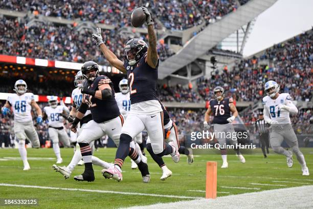 Moore of the Chicago Bears celebrates after a touchdown during the first quarter in the game against the Detroit Lions at Soldier Field on December...