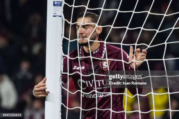 Pasquale Mazzocchi of US Salernitana during the Serie A TIM match between US Salernitana and Bologna FC at Stadio Arechi on December 10, 2023 in...