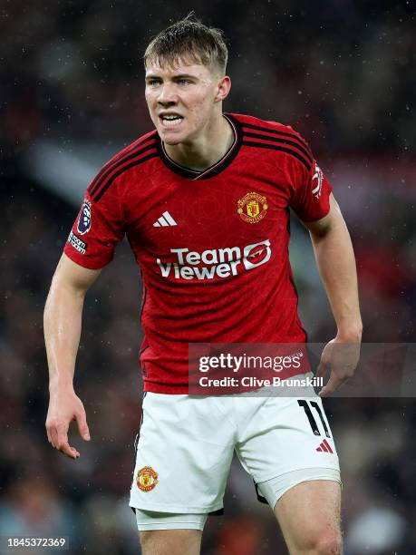 Rasmus Hojlund of Manchester United during the Premier League match between Manchester United and AFC Bournemouth at Old Trafford on December 09,...