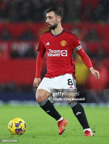 Bruno Fernandes of Manchester United on the ball during the Premier League match between Manchester United and AFC Bournemouth at Old Trafford on...