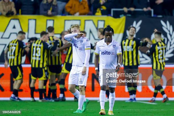 Jannes Wieckhoff of Heracles Almelo and Abed Nankishi of Heracles Almelo looks on during the Dutch Eredivisie match between Vitesse and Heracles...