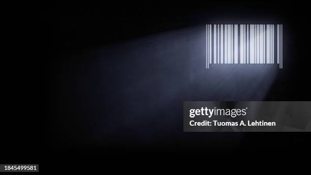 bar code as a jail or prison window bars, rays of light come through the window into a dim cell. - prison wall stock pictures, royalty-free photos & images