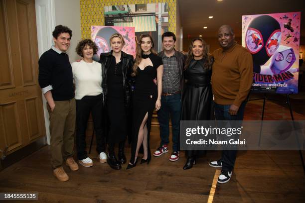 Phil Lord, Amy Pascal, Greta Gerwig, Hailee Steinfeld, Christopher Miller, Luna Lauren Velez and Kemp Power attend a screening of 'Spider-Man: Across...